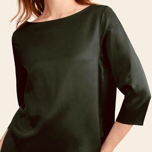 ❤️ VINCE 100% SILK deep dark green blouse shirt top